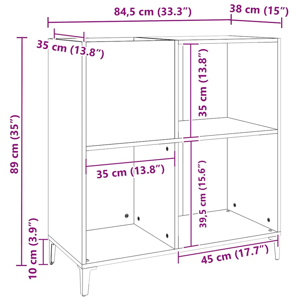 vidaXL 3 Shelf White Record Cabinet Image 9