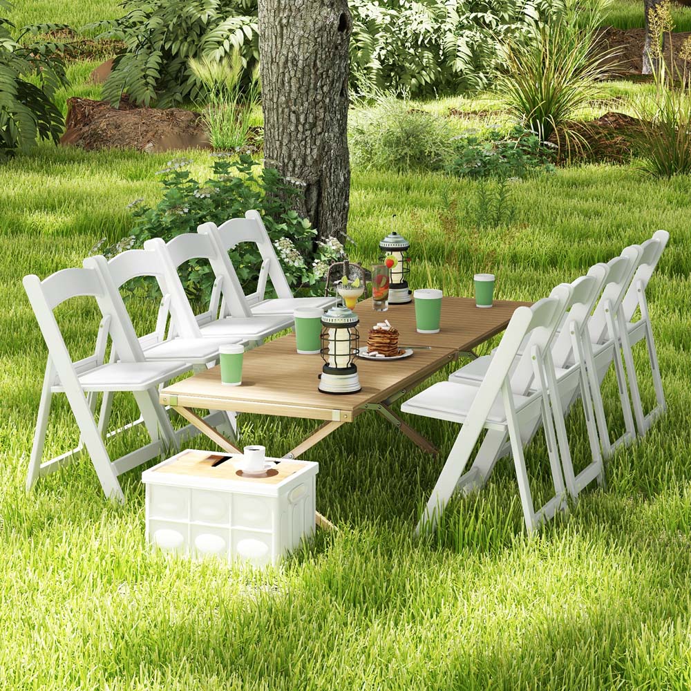 Costway Set of 4 White All-Weather Folding Dining Chairs with Padded Seats Image 5
