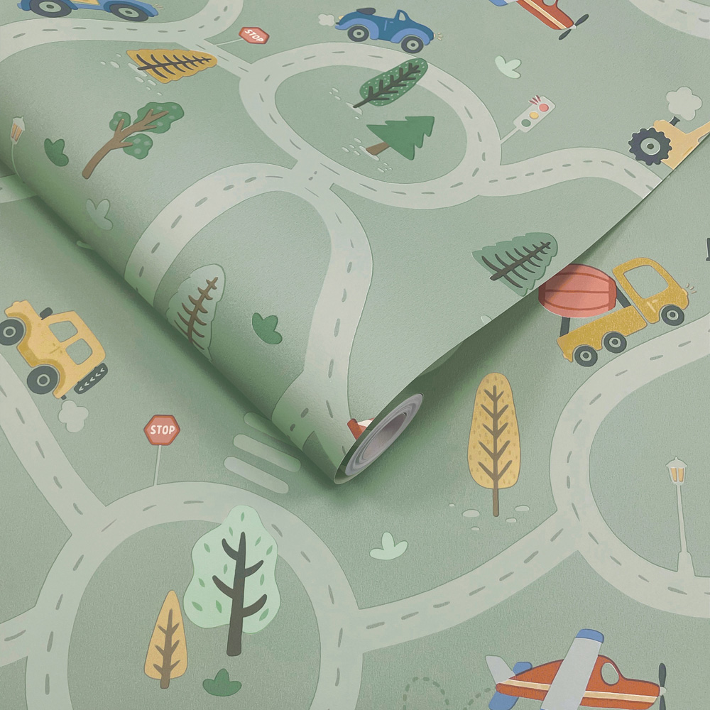 Holden Decor Roundabout Road Sage Wallpaper Image 2