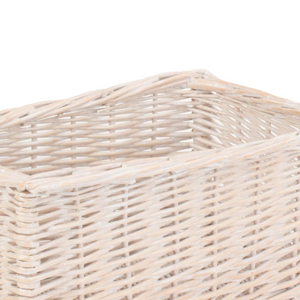 Red Hamper White Wash Small Wicker Open Storage Basket Image 3