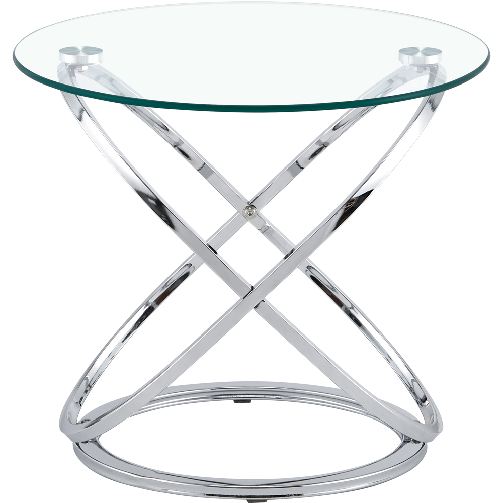 Comfy Living Silver Effect Tempered Glass Side Table Image 3