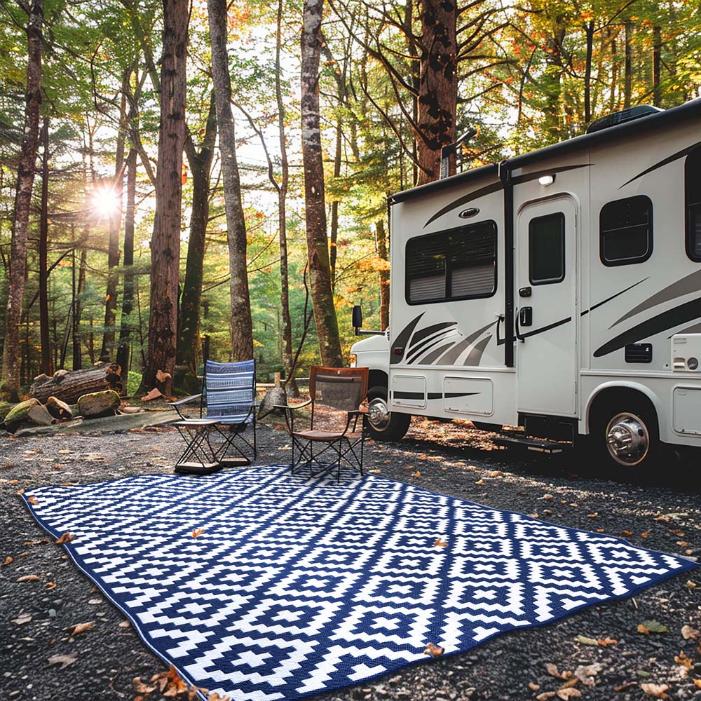 Green Decore Bliss Navy Blue and White Camping and Picnic Rug 270 x 360cm Image 7