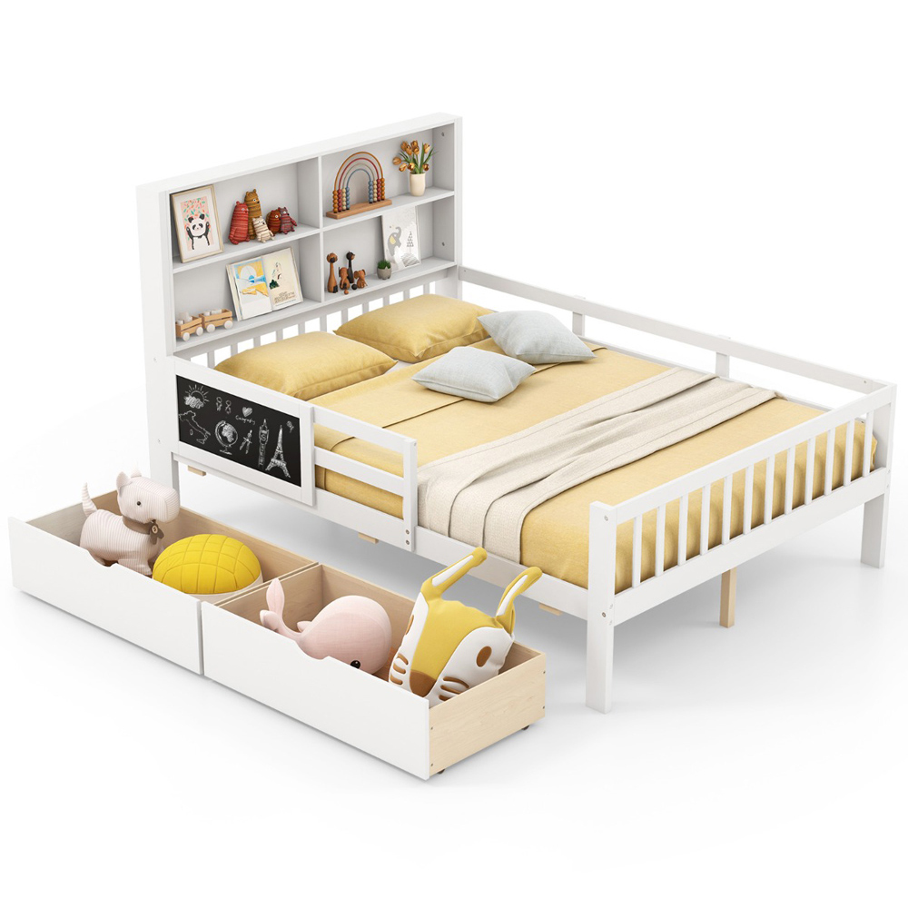 Costway Double White Bed Frame with 2 Storage Drawers Image 3