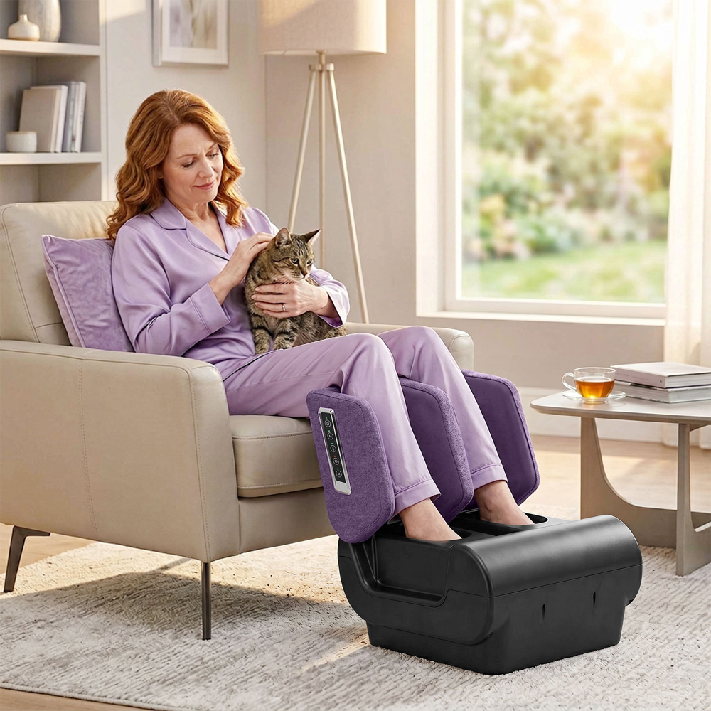 HOMCOM 2-in-1 Multicolour Foot Massager Machine and Ottoman with Heat Image 8