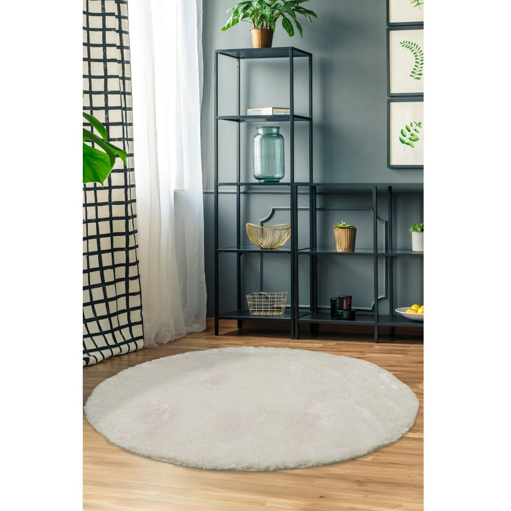 Homemaker Ivory Shaggy Ultra Cosy Circular Rug 100cm Image 3