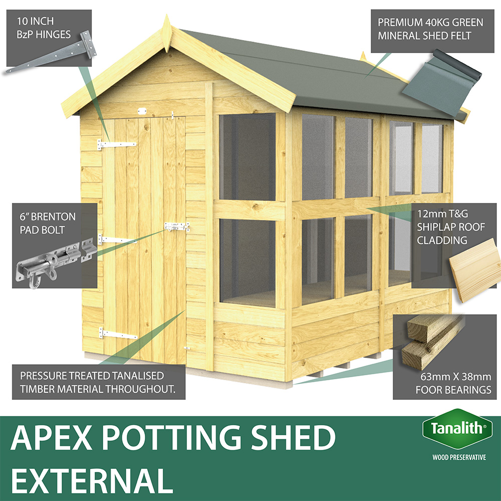 DIY Sheds 6 x 16ft Tongue and Groove Timber Apex Potting Shed Image 6