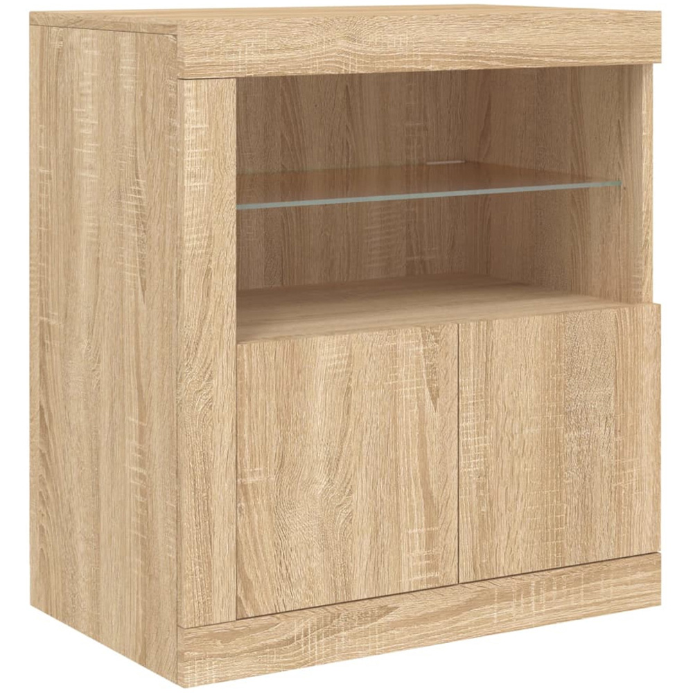 vidaXL 4 Door 8 Shelf Sonoma Oak LED Sideboard 3 Piece Image 8