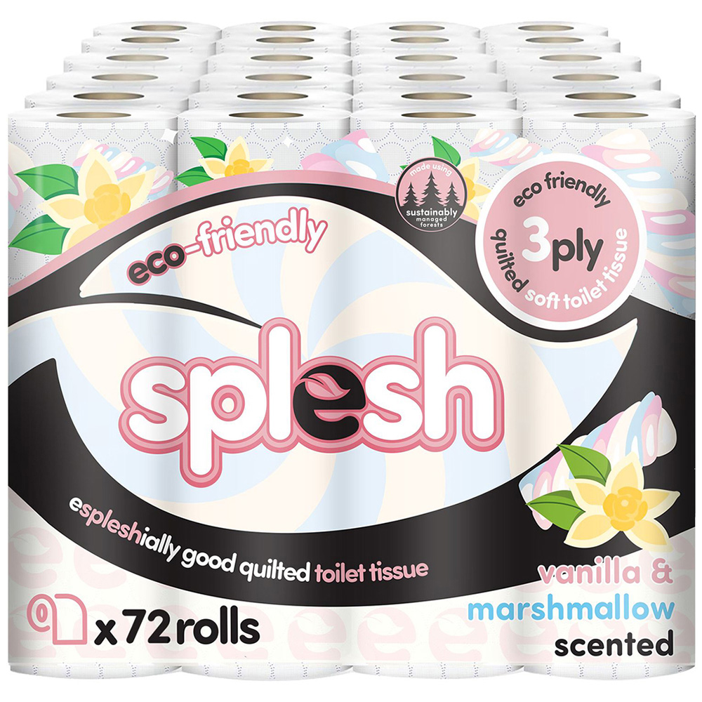 Splesh Quilted Toilet Roll Vanilla and Marshmallow Toilet Paper 3 Ply 72 Pack Image 1