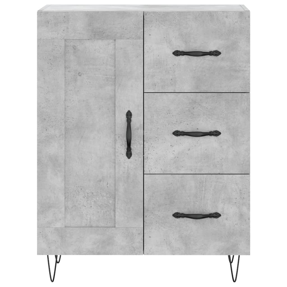 vidaXL Single Door 3 Drawer 3 Shelf Concrete Grey Highboard Image 8