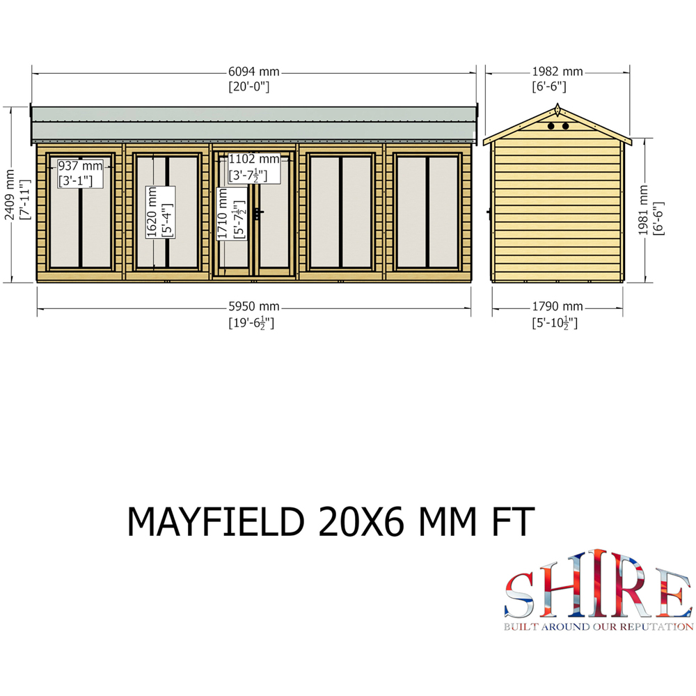 Shire Mayfield 20 x 6ft Summerhouse Image 7