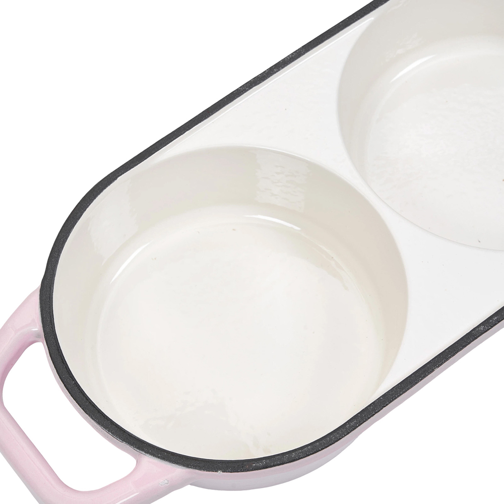 Living and Home Pink Oval Enamelled Cast Iron Double Loaf Bread Pot Image 3