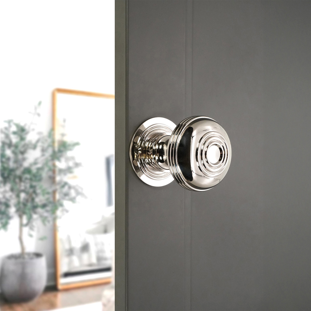 Spira Brass Polished Nickel Bloxwich Large 60mm Rim and Mortice Door Knob 2 Pack Image 2