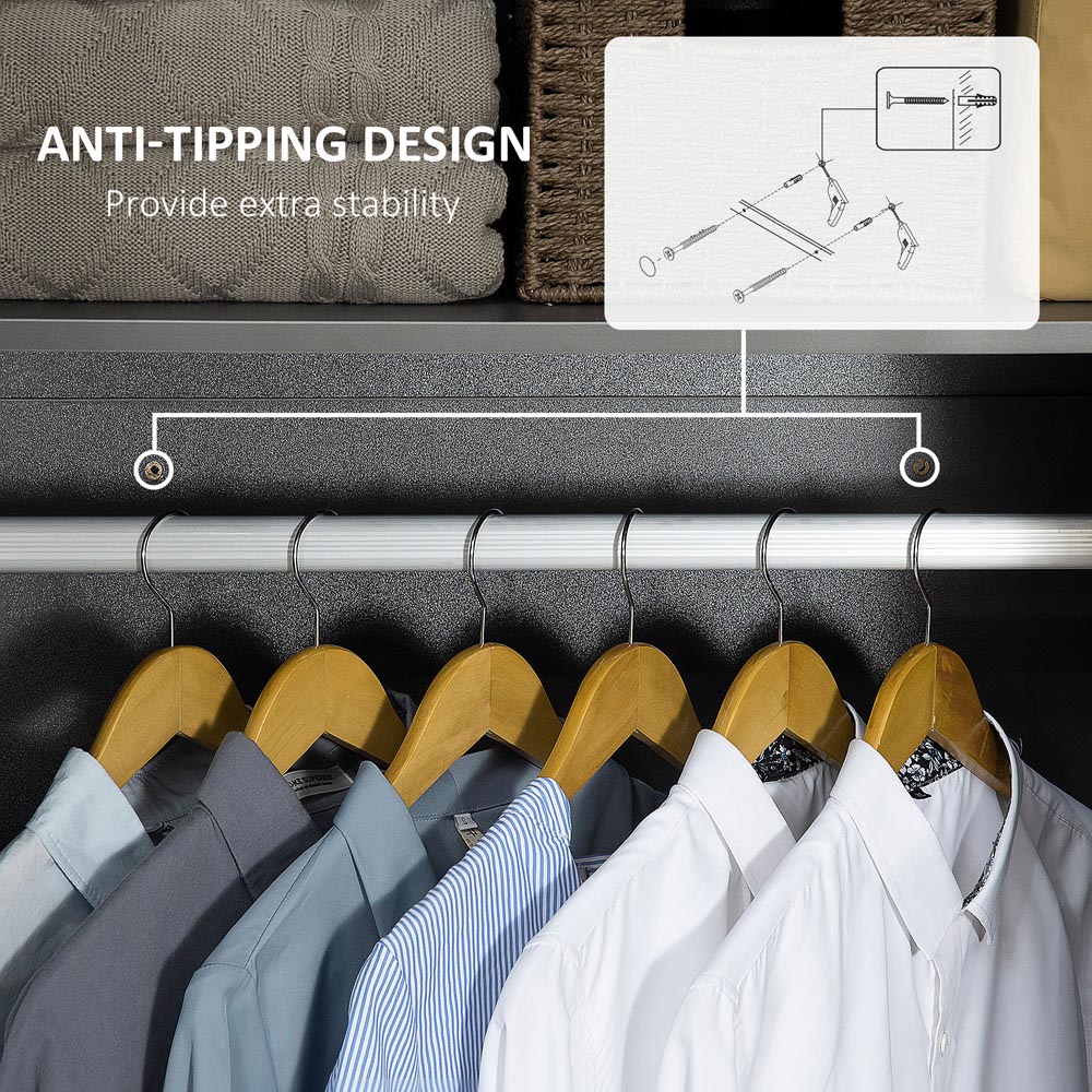 Portland 2 Door Grey High Gloss Wardrobe Image 6