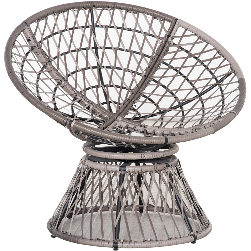 Outsunny Grey 360° Swivel Rattan Chair with Padded Cushion Image 3