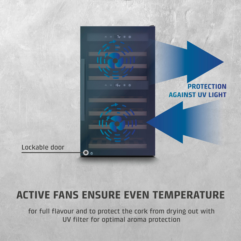 CASO Design WineExclusive 726 Black 66 Bottle Smart Wine Cooler Fridge Image 4