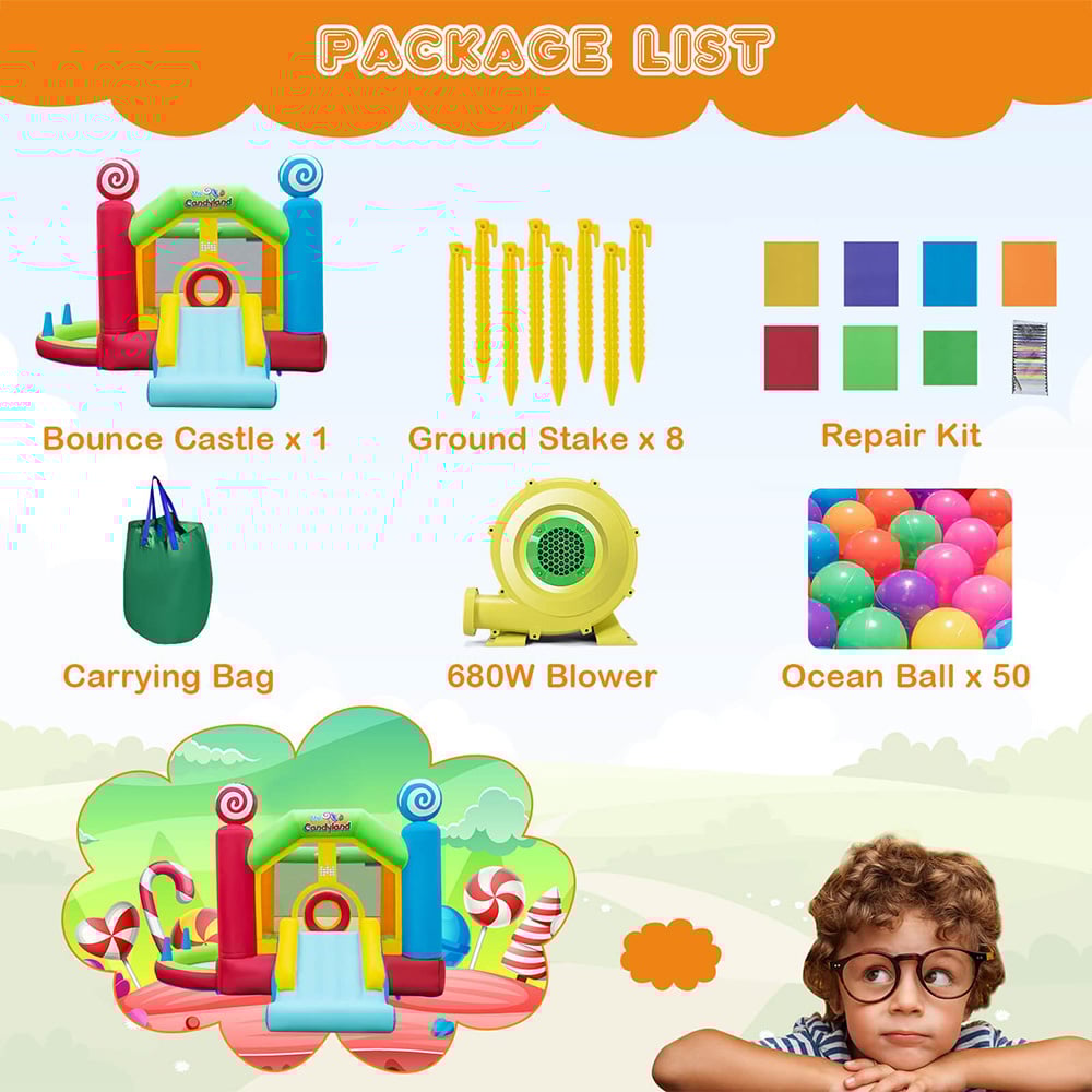 Costway Inflatable Bounce Castle with Slide and Blower Image 6