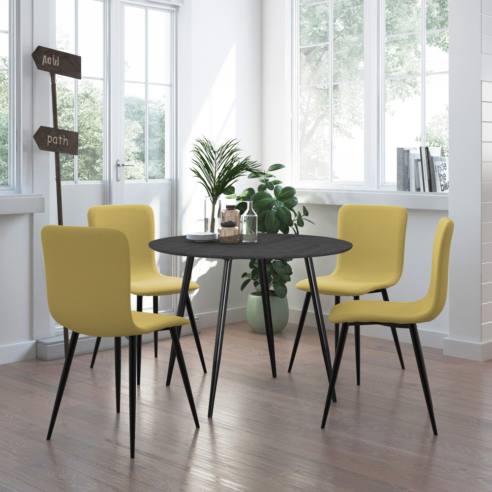 Loft24 Monza 4 Seater Grey Oak Black Round Dining Table Image 5