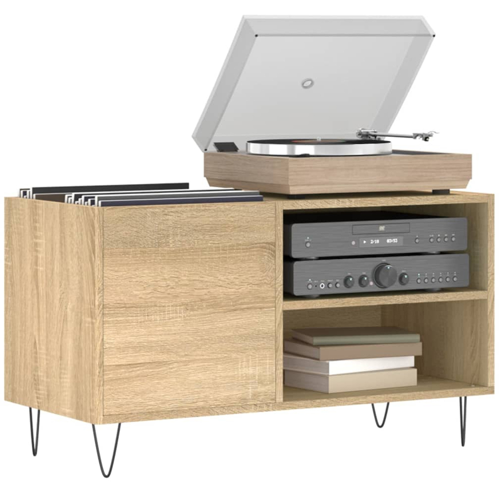 vidaXL 2 Shelf Sonoma Oak Record Cabinet Image 3