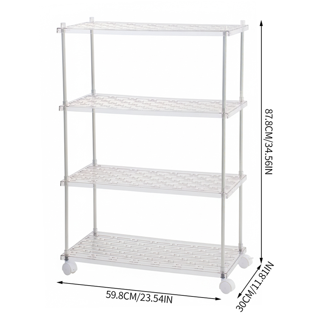 Living and Home 4 Shelf Clear Rolling Storage Cart Image 8