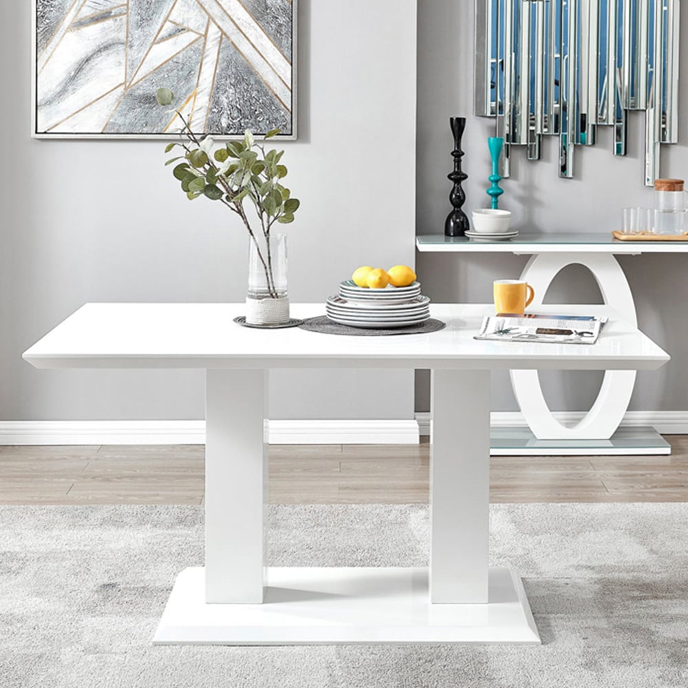 Furniturebox Molini Cesano 6 Seater Dining Set White Gloss Navy and Chrome Image 7