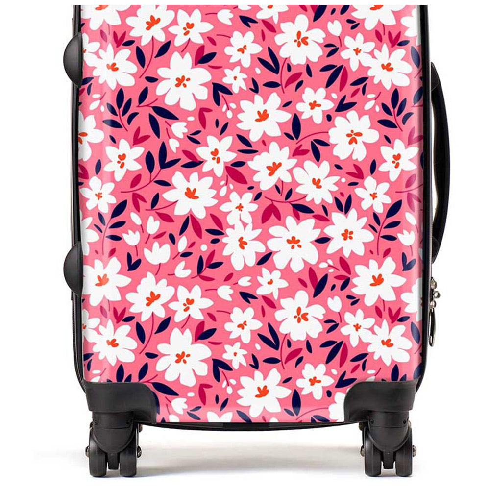 Warren Reed Designer Cabin Small Cute White Flower Pattern Suitcase Image 2