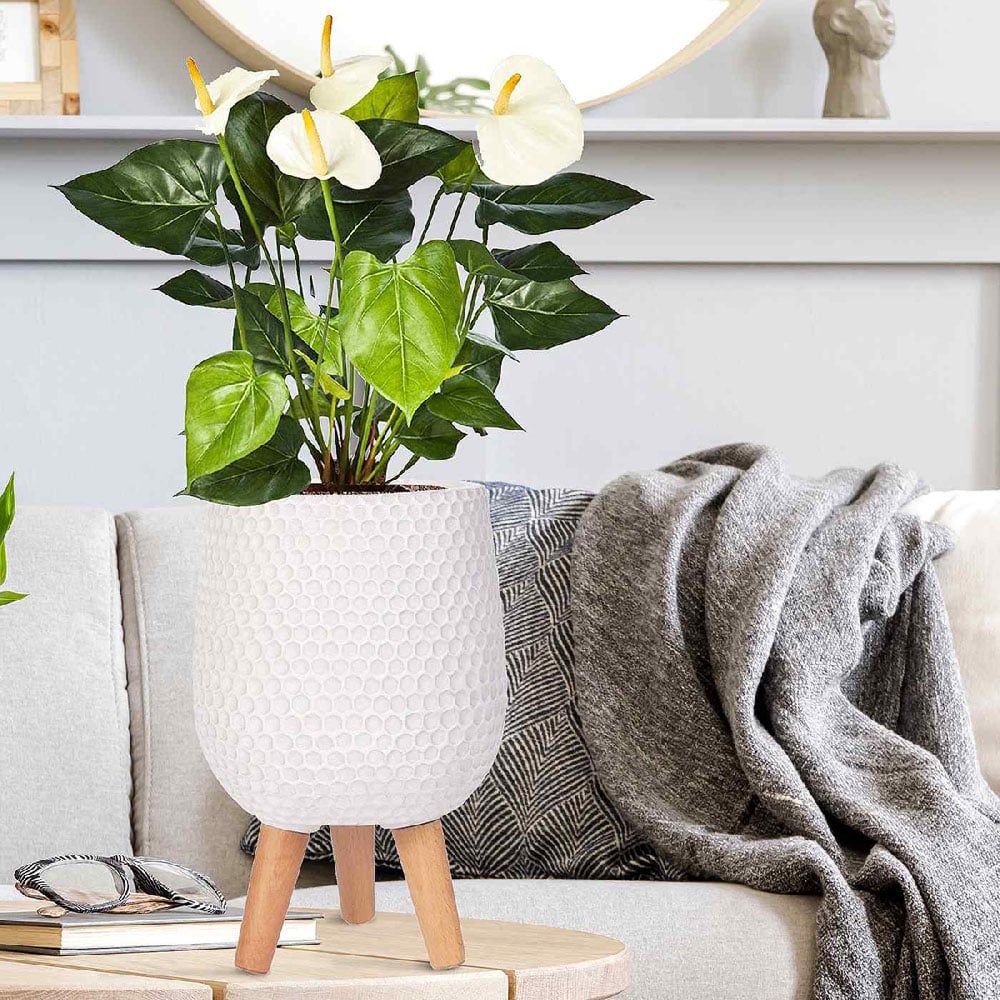 wilko Honeycomb White Indoor Plant Pot with Legs 34cm Image 4