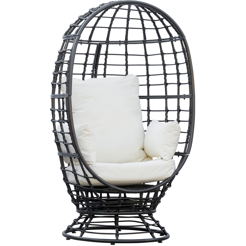 Outsunny Black Rattan Swivel Egg Chair with Cushions Image 2