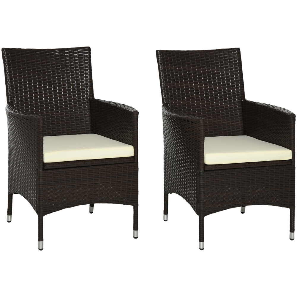 Outsunny Set of 2 Deep Coffee Rattan Dining Chair Image 2