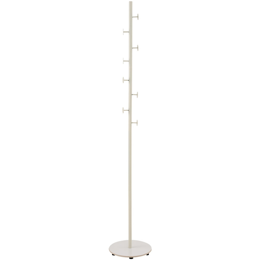 Living and Home White Minimalist Coat Stand with 8 Hooks and Marble Base Image 1