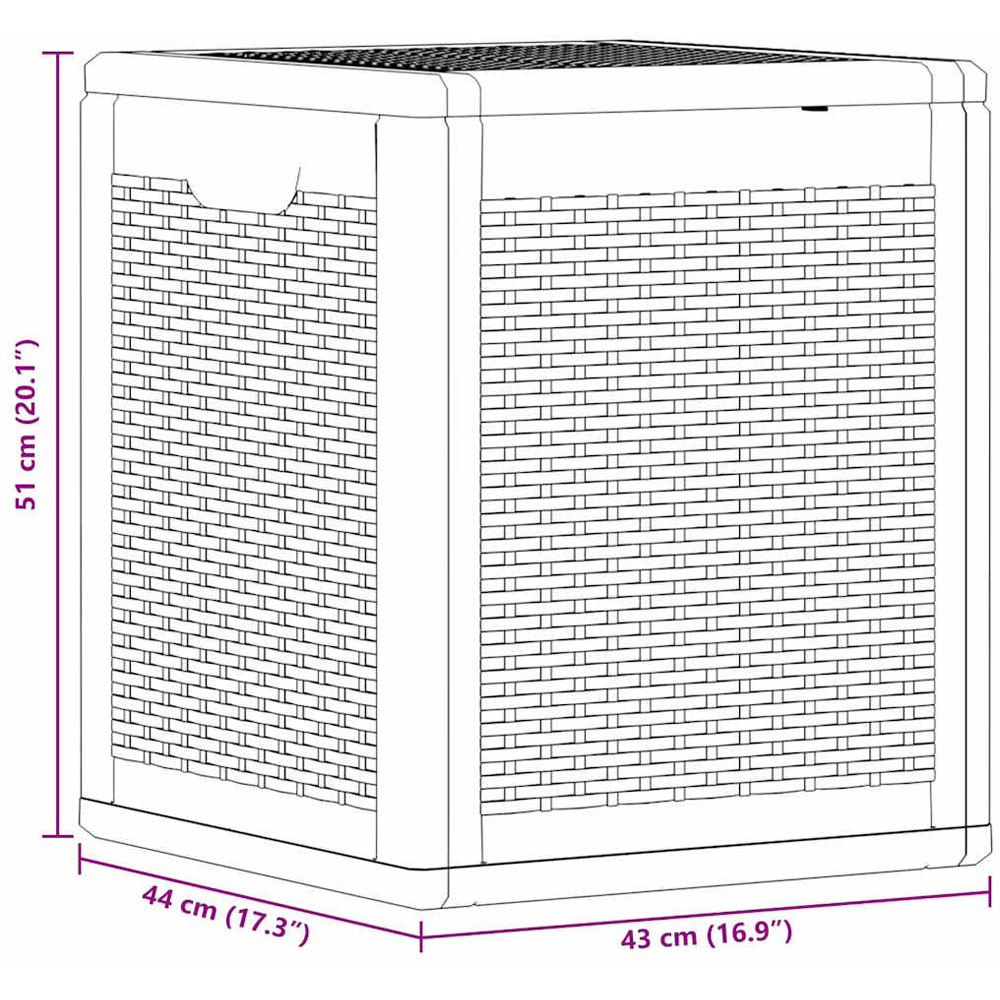 Walplus Black Polypropylene Rattan Look Storage Box 51 x 43 x 44cm Image 8