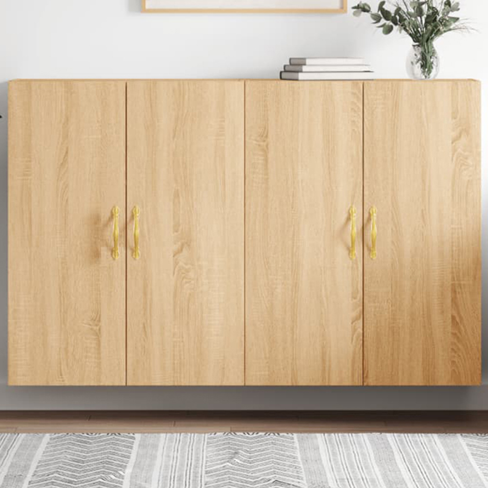 vidaXL 2 Door Sonoma Oak Wall Mounted Storage Cabinet 2 Pack Image 1