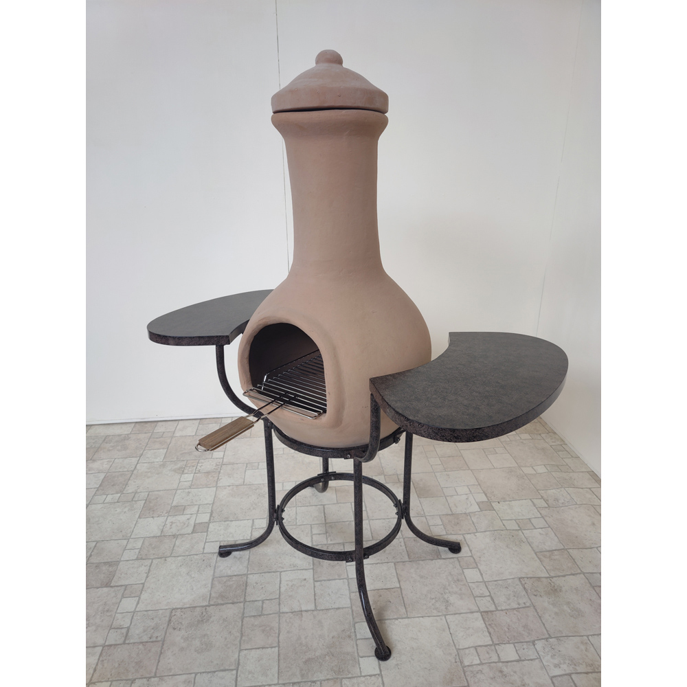 Gardeco BBO-C8C.00 Grill Lava and Stones Clay Chiminea BBQ Bundle Image 3