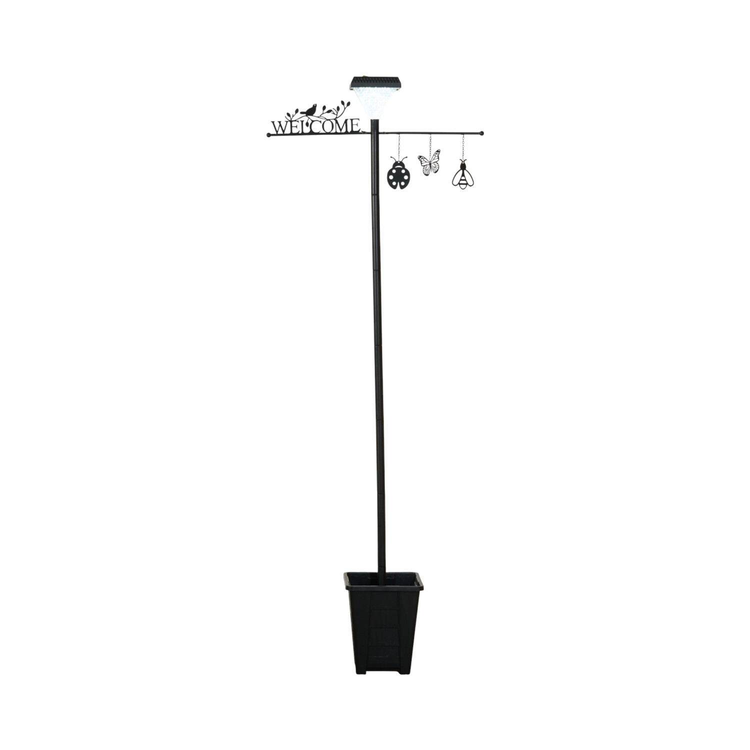 Solar Welcome Lamp Post Light Black Image 4
