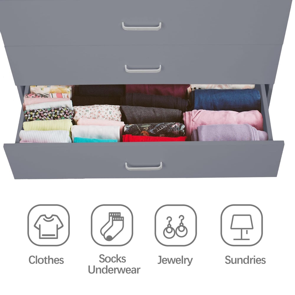 Alivio 4 Drawer Grey Bedside Storage Cabinet Image 9