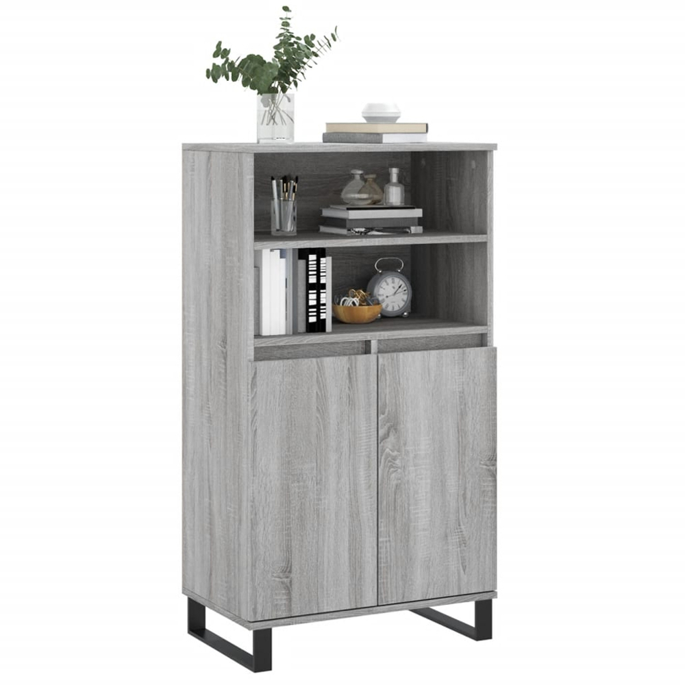 vidaXL 2 Door 2 Shelf Grey Sonoma Highboard Image 3