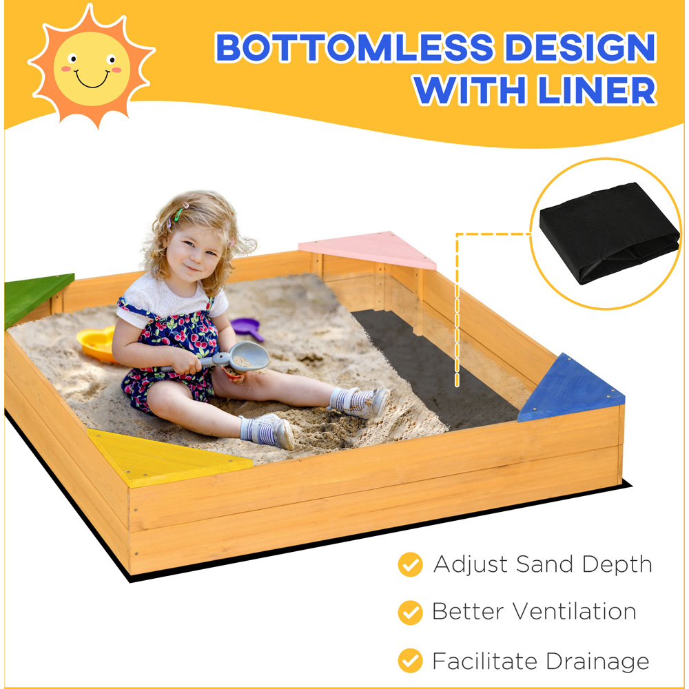 Outsunny Kids Wooden Sandbox with Seats Image 5