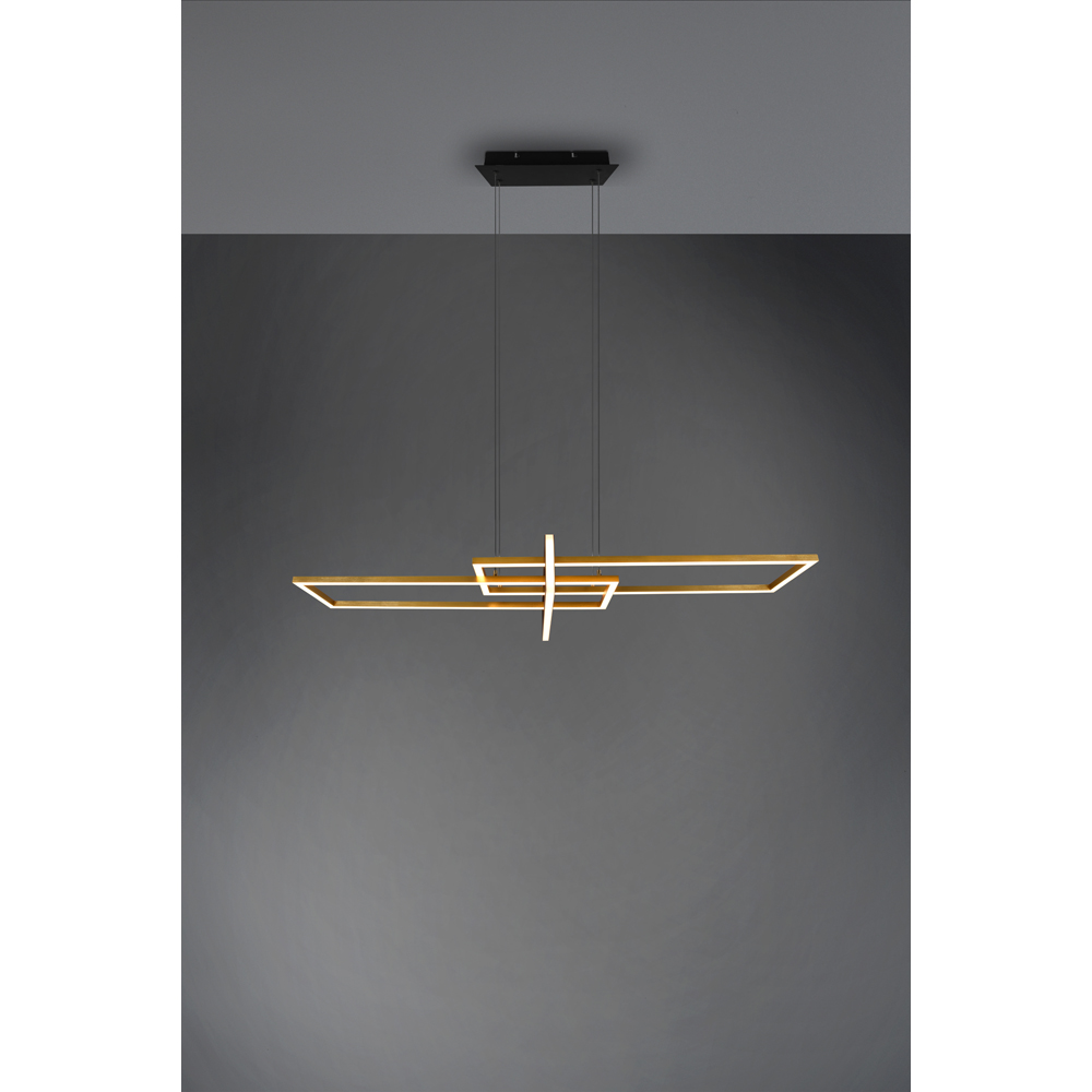 TRIO Salinas Matt Brass Rectangular LED Pendant Light Image 4