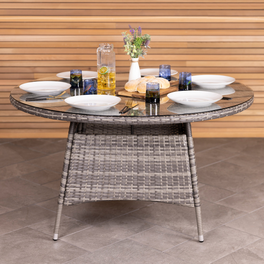 Charles Bentley 6 Seater Rattan Dining Set Grey Image 5