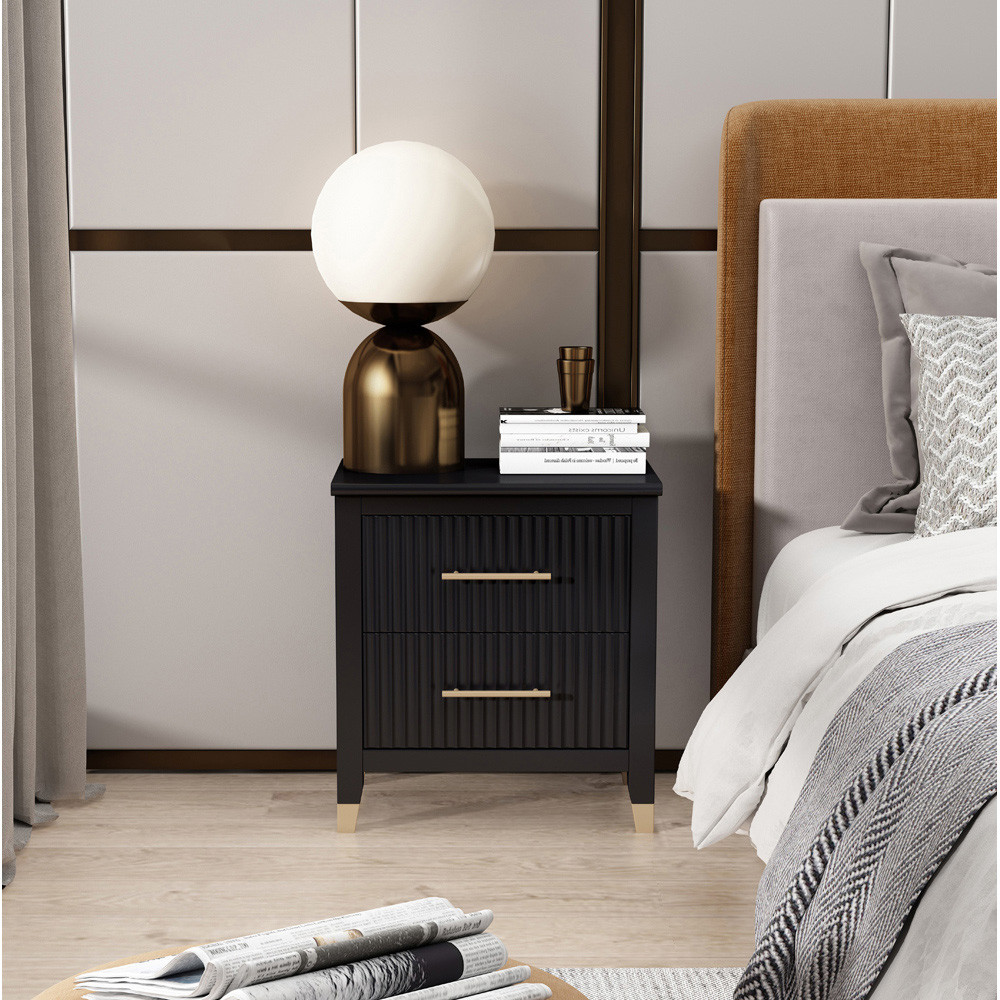Biasi 2 Drawers Black Bedside Table Image 8