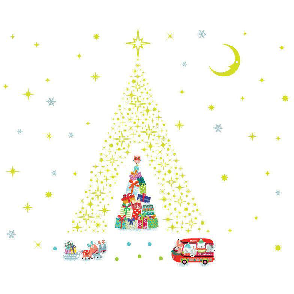 Walplus Glow Stars and Reindeer Christmas Tree Self Adhesive Wall Sticker 376 Piece Image 2