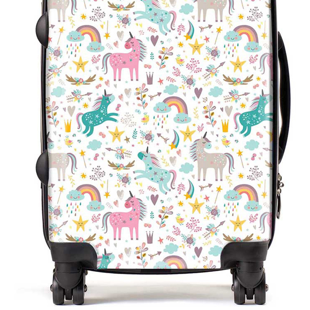 Warren Reed Designer Cabin Unicorn and Rainbows Suitcase Image 2