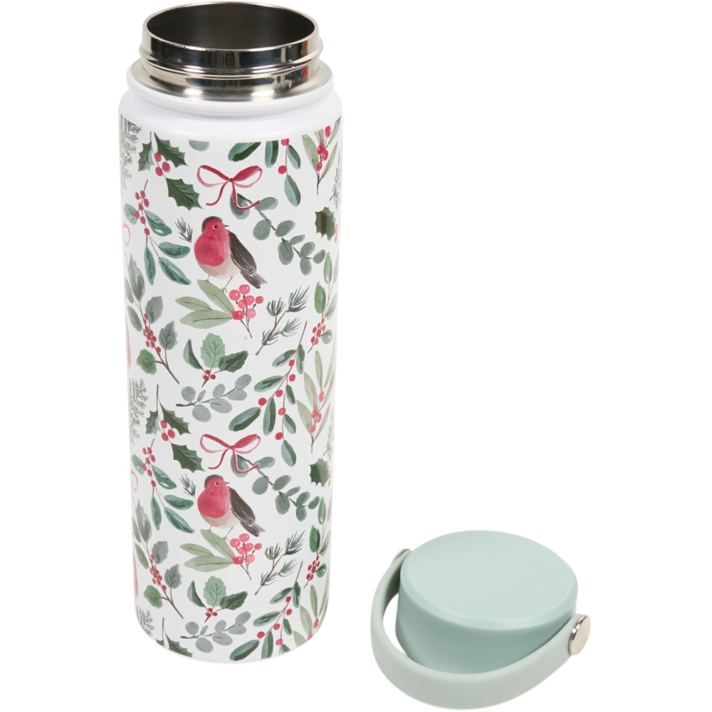 Festive Robin Stainless Steel Bottle with Lid Image 9