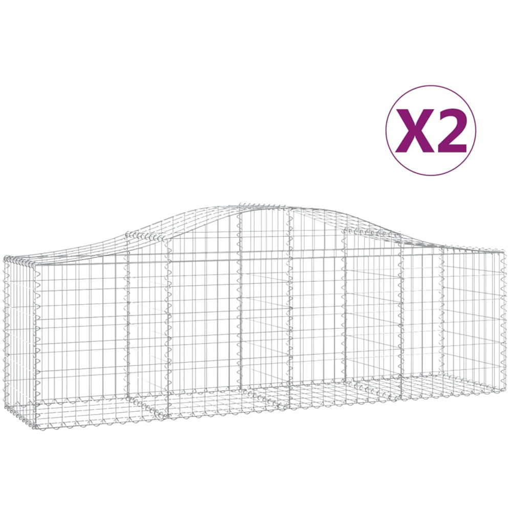 vidaXL Silver Galvanised Iron Arched Gabion Basket 200 x 50 x 60/80cm 2 Pack Image 4