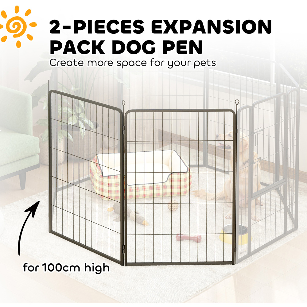 PawHut 2 Piece Large Black Dog Pen with Expansion Pack Image 8