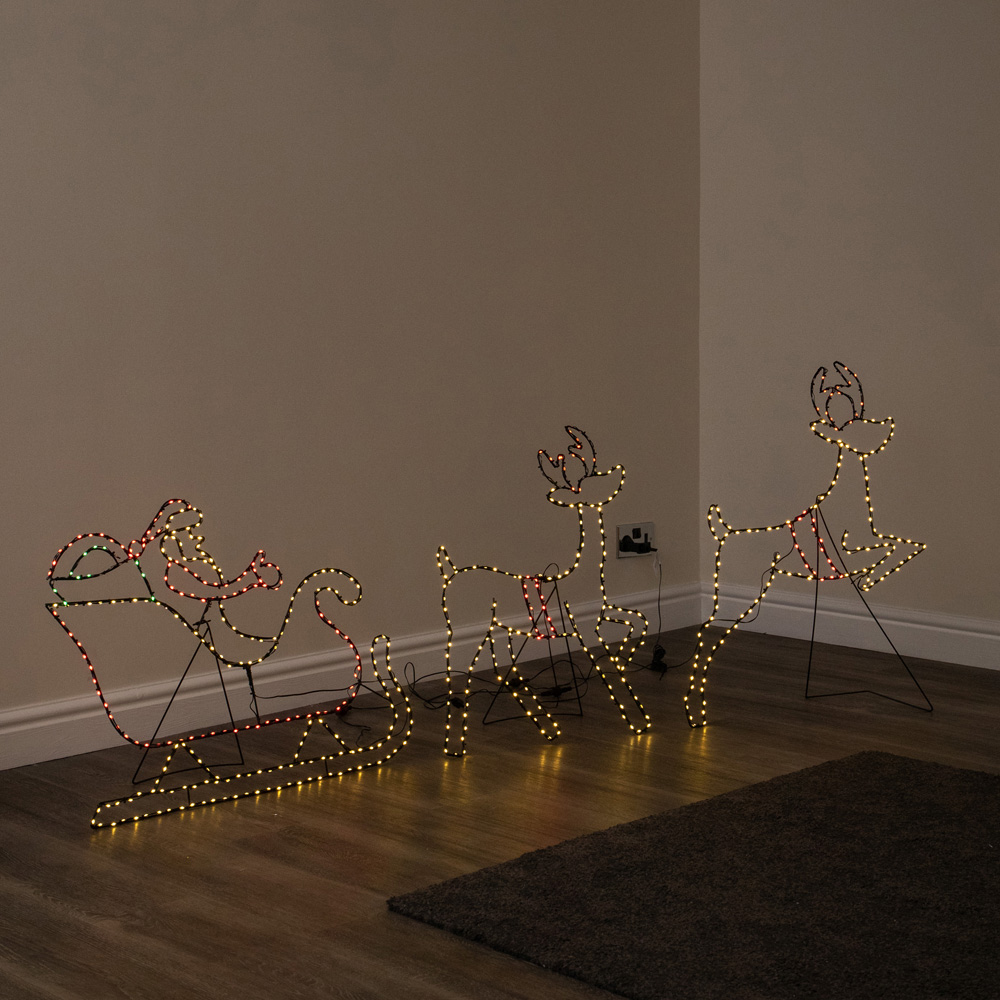 Samuel Alexander 662 Multicolour LED Light-Up Santas Sleigh and Reindeer Christmas Silhouette 78cm Image 9