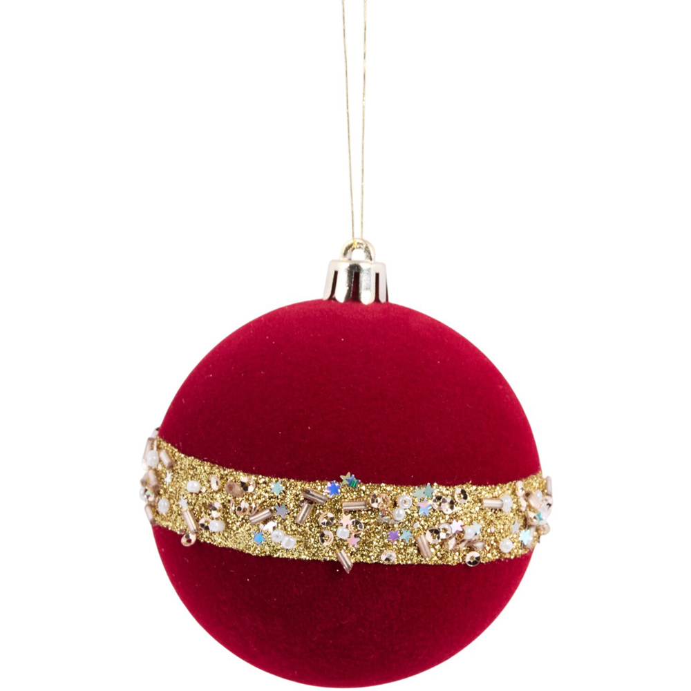 Pack of 35 Flocked Embellished Baubles Image 2