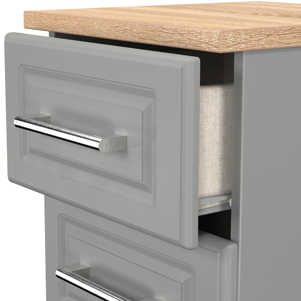 Crowndale Kent 2 Drawer Dusk Grey and Bardolino Oak Compact Bedside Cabinet Ready Assembled Image 6