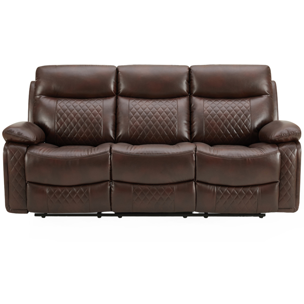 Home Detail Carson 3 Seater Brown Faux Leather Electric Recliner Sofa Image 3