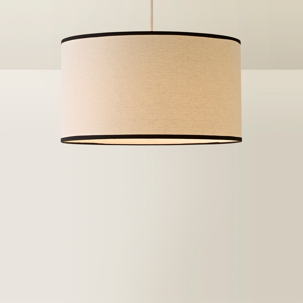 ValueLights Eva Linen Large Drum Shade with Black Trim Image 5