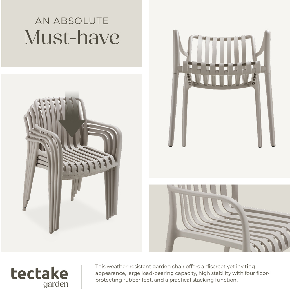 tectake Alcudia Set of 2 Taupe Garden Chair Image 5